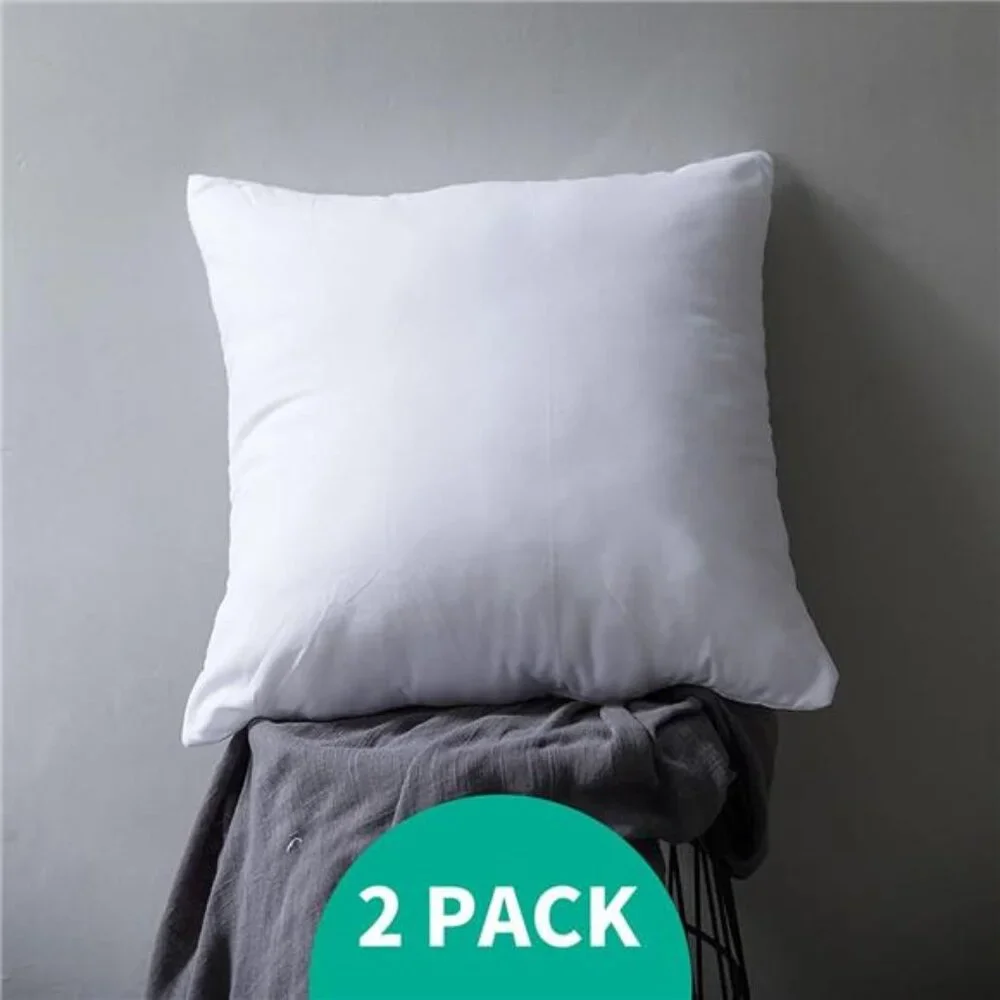 Organic 20x20 Feather Down Throw Pillow Inserts Set of 2, 100% Cotton